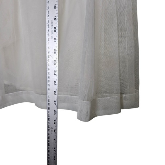 Lilith White Tulle Skirt L Midi Tie Zip Waist A Line Layered Party Wedding Guest - Picture 7 of 16